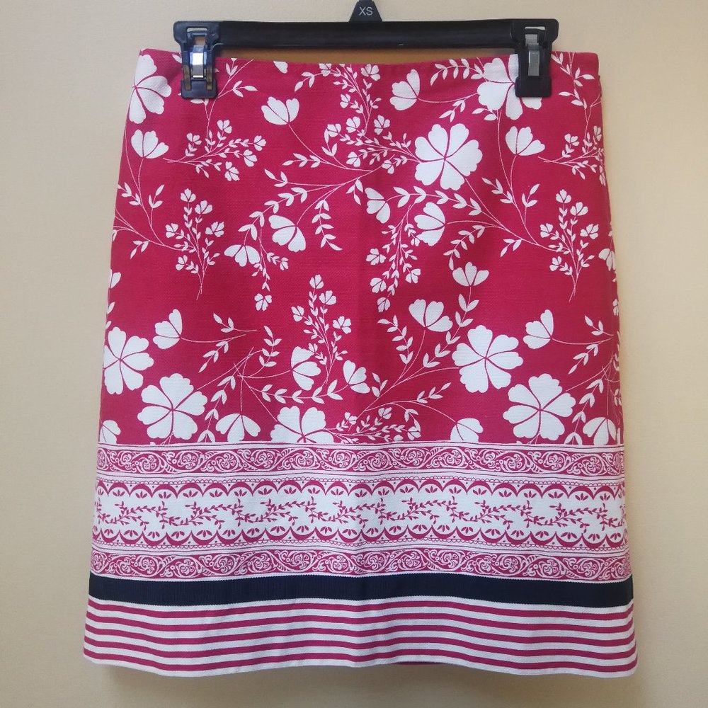 LOFT Red floral skirt Size 2